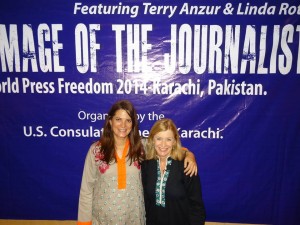 With Linda Roth of CNN, whose experience in conflict zones was invaluable in our discussion of journalists's safety.